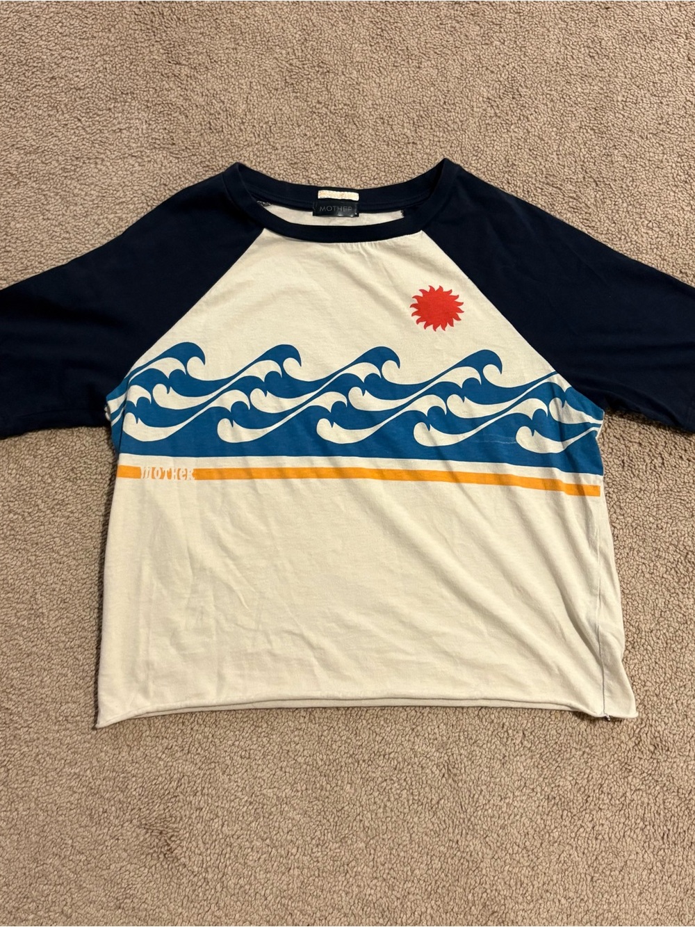 MOTHER Cotton Crop Short Sleeve T-Shirt “Lost at Sea” Size XS